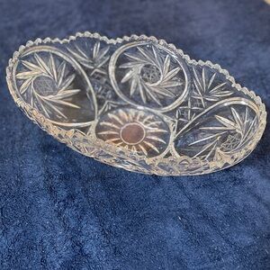 Antique American Brilliant Period Hand Cut Crystal Candy Dish Pinwheel